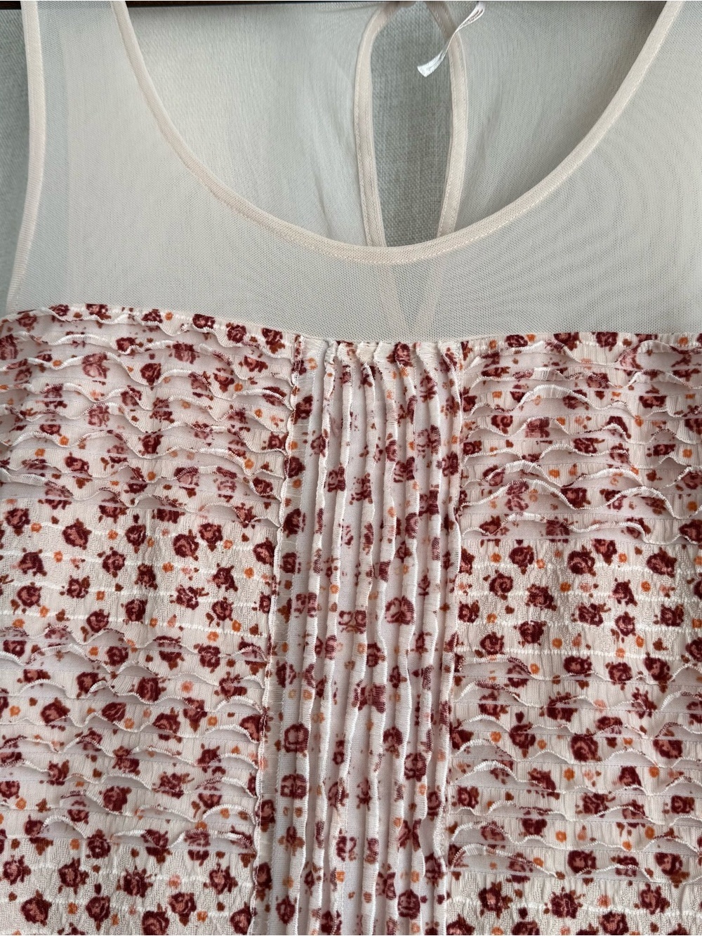 Free People Bitsy Ditsy Shimmy Floral Mesh Ruffle Keyhole Bodycon Dress Medium - Picture 2 of 7